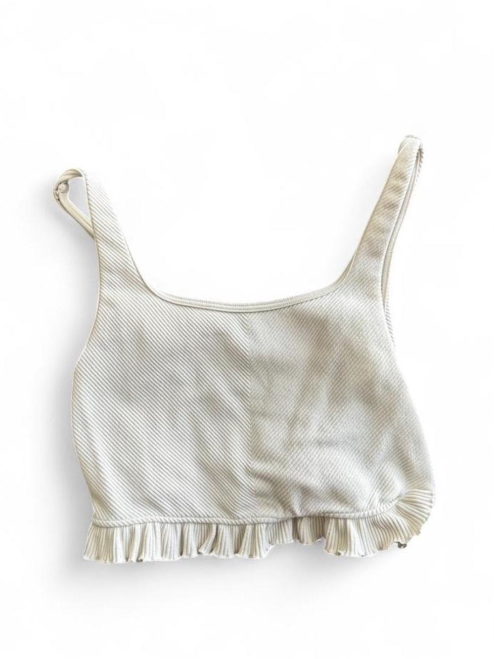 Zara Cream Ruffle Ribbed Crop Tank - Picture 1 of 4